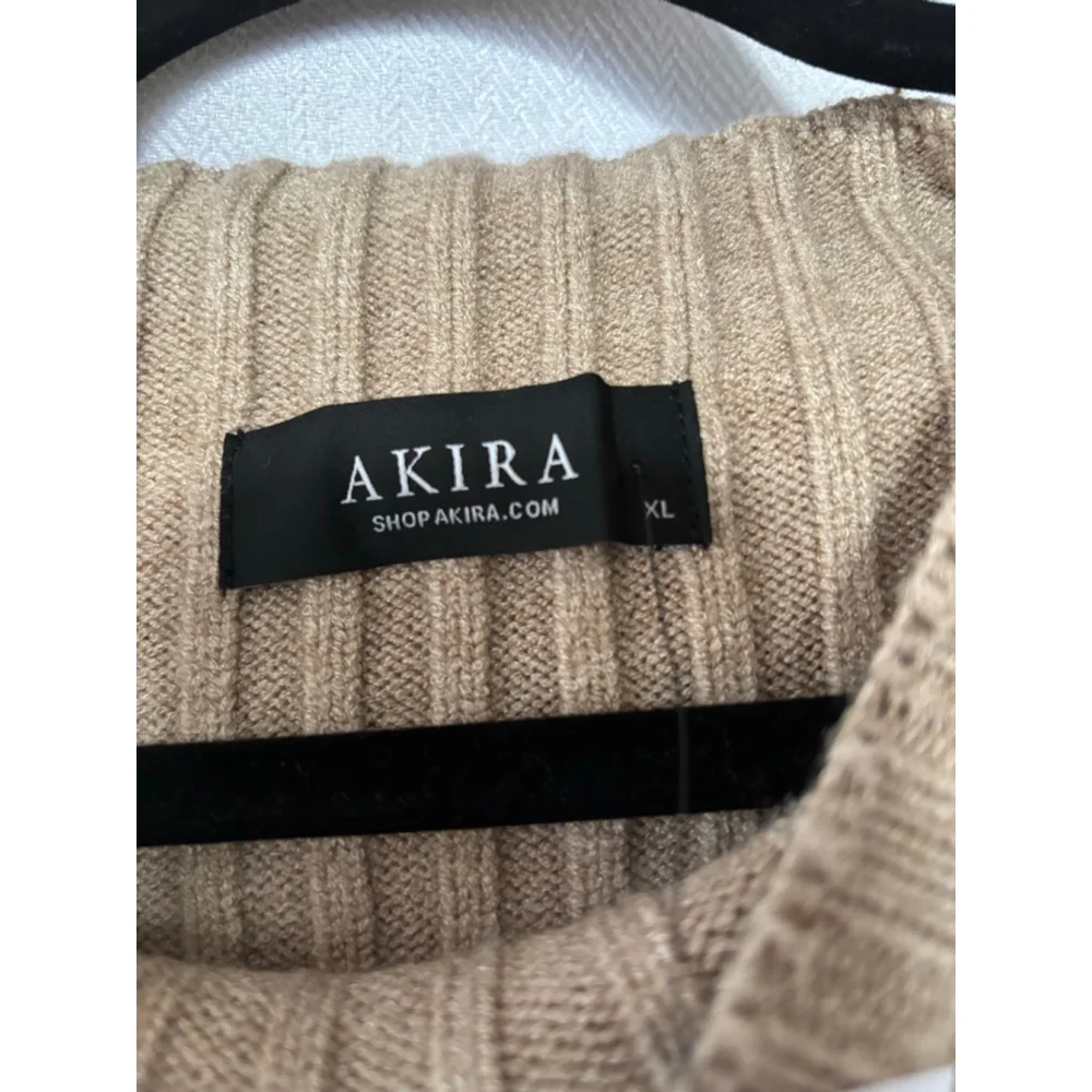 Women's AKIRA Ribbed Knit Sweater Dress Tan XL